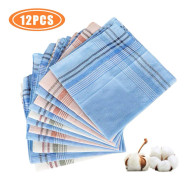 12 Pcs Men's Handkerchiefs, Soft 100% Cotton Pocket Handkerchief [GKS]