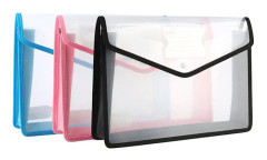 A4 plastficka, 3 st transparenta kuvert med tryckknapp, expanderbar dokumentmapp, svart, blå, rosa, 33*7*24,9 cm