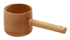 Hishaku-slev av bambu, japansk tesked för vatten, teceremoni och kaffebönor
