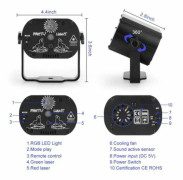RIY_480 Mönster Laserprojektor Scenljus LED RGB DJ Disco KTV Show Partybelysning7-