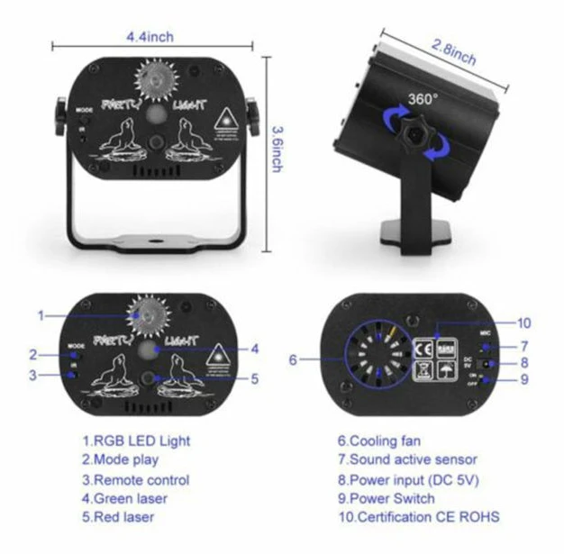 QSN_480 Mönster Laserprojektor Scenljus LED RGB DJ Disco KTV Show Partybelysning7-