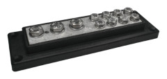 Kopplingsplint 3 x max 50 mm² (M8) + 8 x max 16 mm² (M6) Svart