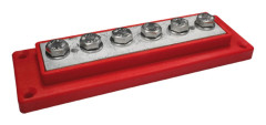 Kopplingsplint 6 x max 50 mm² (M8) Röd