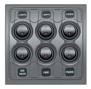 BEP Contour Strömpanel, 6 Strömbrytare, Vattentät, 12V/24V,