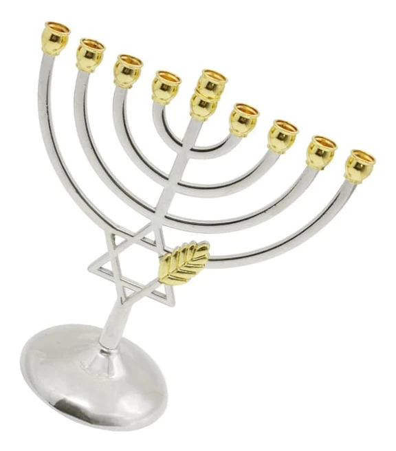 Traditionell Klassisk Chanukka-Menorah 9-Ljus Metallhantverk Lämplig för Nyårsafton Heminredning