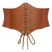 Women's Brown Lace-up Elastic Corset Belt