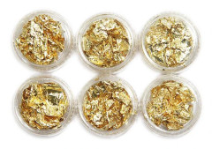 /HH/ 6 st burkar guld folie flakes Guld