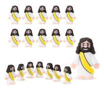 18 st Jesus Leksaker Påskdesign Mini Gummi Figur att Gömma och Religiösa Festfavörer Söndag