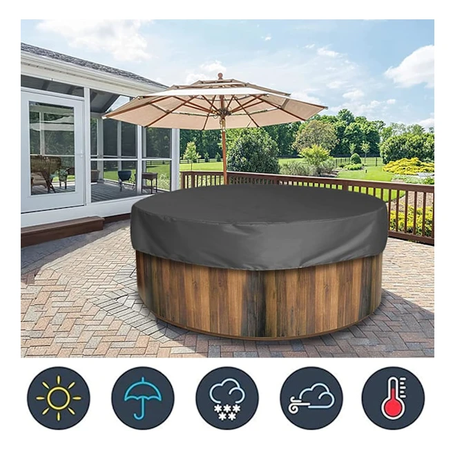 Runt poolskydd, solskydd för pool, vattentätt UV-beständigt spa-skydd, 210D för utomhus spa-badkar, 190*30cm