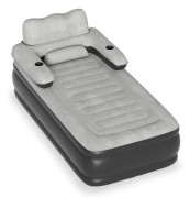 UISEBRT Uppblåsbar Madrass 100x190x82cm Fällbar med Ryggstöd och Elektrisk Luftpump 1 Person Camping Säng Maximalt Belastning 250KG