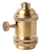 Vintage E26 E27 Lamphållare Sockel Lampfot Med Kopparströmbrytare Mässing Kopparfärg (Gyllene)