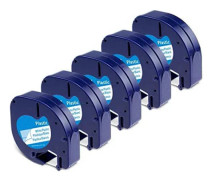 5-pack Etikettbandsrulle för Letratag Refill Plast 91331, Kompatibel Etikettband Svart på Vit 913 -ge