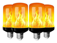 4-pack E27 LED-lampor med flammeffekt, 4W, LED-lampor med flammeffekt, 4 belysningslägen, dekorativa inomhuslampor för hem, trädgård, fest