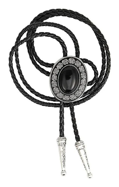 Bolo slips, handgjord rund västerländsk denim bolo slips svart
