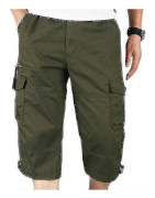Herr 3/4 Långa Elastiska Midjeshorts Cargo Combat Trekvarts Armégrön_xx Army Green XL