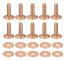 10 set kopparnitar och brickor, 10x3,3x14mm solida kopparnitfästen för läder DIY hantverkstillbehör, kopparton