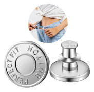 Jeans Buttons, No-Sew Replacement Jean Buttons, Adjustable and Removable Instant Button (10pcs, silver)