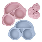 Silikon Barn Tallrikar, Barn Tallrikar, 2-pack, Sugkoppstallrikar, BPA-fria, Mikrovågsugns- och Diskmaskinsäkra (Blå+Rosa){ee}