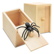 Falsk Spindel i Låda Practical Joke Present för Vuxna Barn, Handgjorda Trä Pop Up Skrämsel Överraskningslådor Skämt Leksaker Halloween