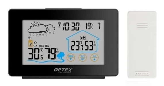 Väderstation - Optex - 990046 - Med utomhussensor - Svart - Termometer