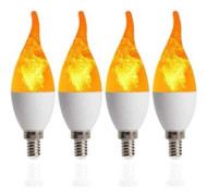 4-pack E14 3W Glödlampor med Flammande Effekt 3 Lägen Ljusstake Varmvit Ljuskrona Lampa Kompatibel Halloween (LGL)