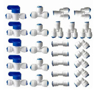 Vattenfilter Omvänd Osmos Koppling, 1/4 \" (6MM) Pushfit Rak Koppling för Vattenfilterslang, Kopplingar Slang (Y+T+I+L Typ Kombination