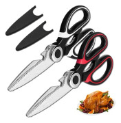 Köksaxar 2-pack Kraftiga Multifunktionella Saxar i Rostfritt Stål för Fågel, Fisk, Kött och Grönsaker med Bladskydd