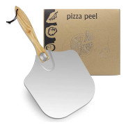 Pizzaspade i aluminium med hopfällbart trähandtag, enkel förvaring, pizzaspade 30 cm för bakning av hemgjord pizza