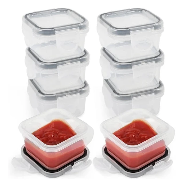 Mini Salladsdressingbehållare Återanvändbara Plastbehållare för Sås Små Såsbehållare med Lock för Lunchlåda Picknick Resa