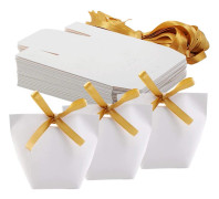 Godisaskar av kraftpapper, söta bröllopsgåvoaskar, DIY-presentpåsar för fester, kreativa godisaskar av papper, vita, 50-pack