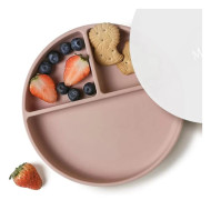 Moonkie Silikon Babytallrikar med Sug | BPA-fria Tallriksset för Självmatning | Diskmaskin- och Mikrovågsugnssäkra (Blush)