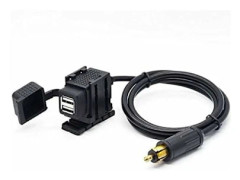 DIN Hella Motorcykel Dubbel USB Laddare Uttag Strömadapter 2.1A med 1.8m Kabel för Telefon / iPhone / GPS SatNav