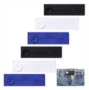 6 st Elastiska Midjeutvidgare, Justerbara Midjebandsutvidgare, Knapputvidgare för Byxor Jeans Byxor, med 3 Färger