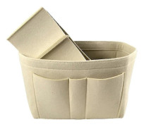 Filt Handväska Organizer Dam Innerficka Handväska Förvaringsväska Rese Kosmetikaförvaring (beige, S)