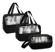 3-delad transparent necessär, vattentät PVC-necessär