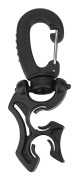 1 st Utomhus Scuba Diving Dubbel BCD Lågtrycksslang Clip Hållare med Snap Hook Spänne (Svart)