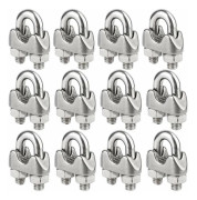 Förpackning med 12 Kabelklämmor i Rostfritt Stål för 4mm Diameter Vajer (M4)