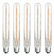 5-pack långa rörformade glödlampor, 4W, motsvarar 40W glödlampa, E27-sockel, varmvit 2700K, 400LM, klart glas, AC 220-240V