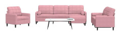 Soffgrupp med dynor och bolster - 4 delar i rosa sammet | Färg: Rosa | Storlek: Kompakt design