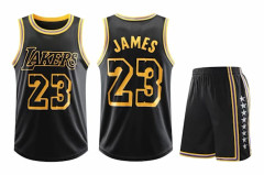 #23 LeBron James Basketbollströja Set Lakers Barnuniform Svart