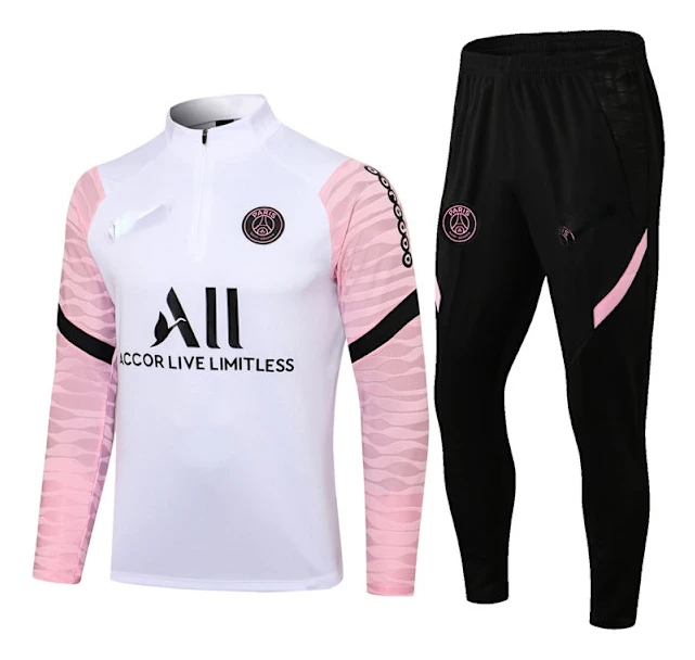 Paris Saint-Germain Liverpool Brasilien Marseille långärmad tröja vuxen barnkläder halv dragkedja träningsoverall Vit Rosa 18(bt) 18 White Pink