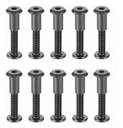 M6 x 35 mm Fästbultar med Matchande Muttrar Hylsmutter med Runt Sexkantigt Hålhuvud i Svart Kolstål Lämplig för Läderväska eller Bälte, 10-pack[PL]