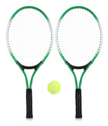 Set med 2 tennisracketar för tonåringar, träningsracket, grön