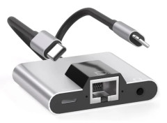 2-i-1 Lightning/Type-C till Ethernet-adapter för -Phone/-Pad 100 Gigabit Ethernet LAN-nätverksadapter, (för IS 12.0 eller senare)