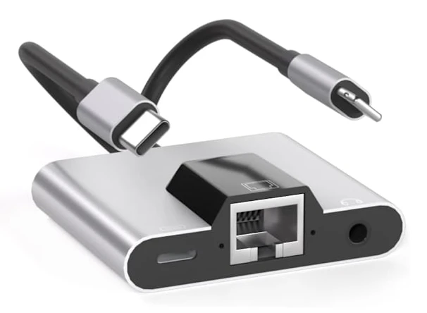2-i-1 Lightning/Type-C till Ethernet-adapter för -Phone/-Pad 100 Gigabit Ethernet LAN-nätverksadapter, (för IS 12.0 eller senare)