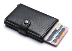 PopUp Smart card holder pushes forward 8 cards RFID-NFC Secure - Black