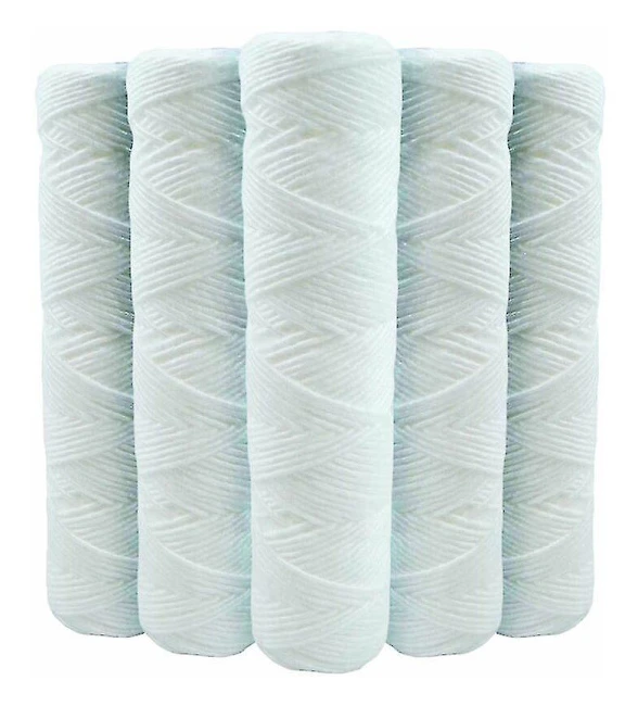 Set med 5 lindade vattenfilterpatroner mot sediment 9 3/4 tum - 20 mikron kompatibla med 10 tums filter