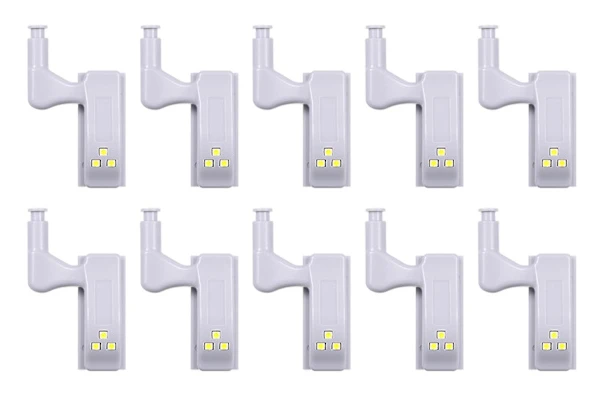 10 st LED sensor gångjärnslampa för köksskåp, garderob, vit - WELLNGS Vit 10st