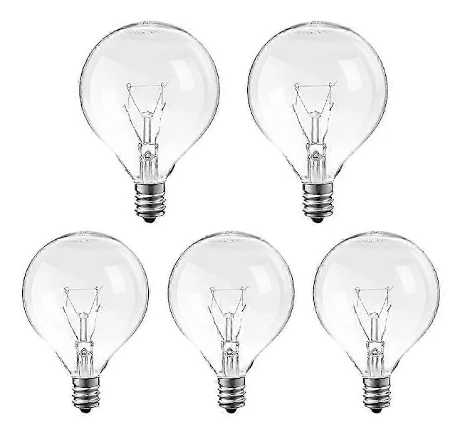 E12 Ljuskronlampor Vaxvärmare 25W 5-pack, Glödlampa i glas Kompatibel med Doftvärmare