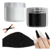 2 Färger Nagelglitter Pulver Vit Svart Damm Sand Pulver Glänsande Sockereffekt Glitter Godisöverdrag Kosmetisk Festival Pulver DIY